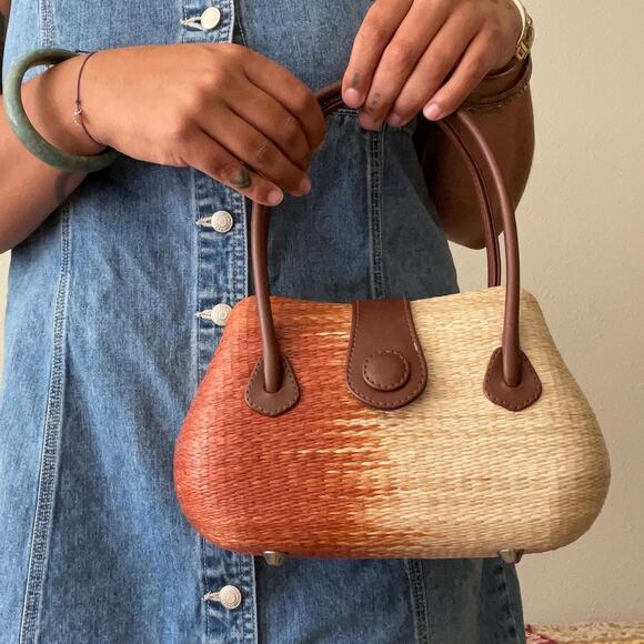 Handbags - Vintage Straw Woven Rattan Purse | Boho Buri Palm Bag \ Le Sac